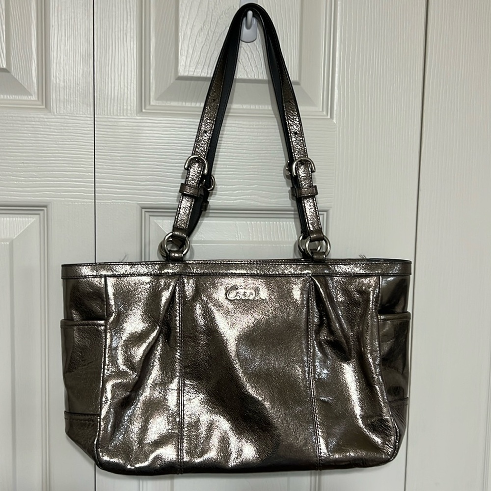 Coach soft silver shiny purse